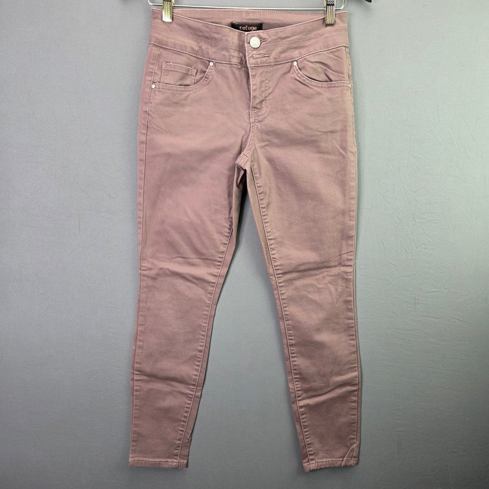 Refuge Skinny Jeans Mauve Pink Stretch Denim Pants Size 4 Double Button Mid Rise